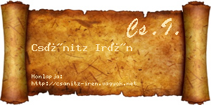 Csánitz Irén névjegykártya